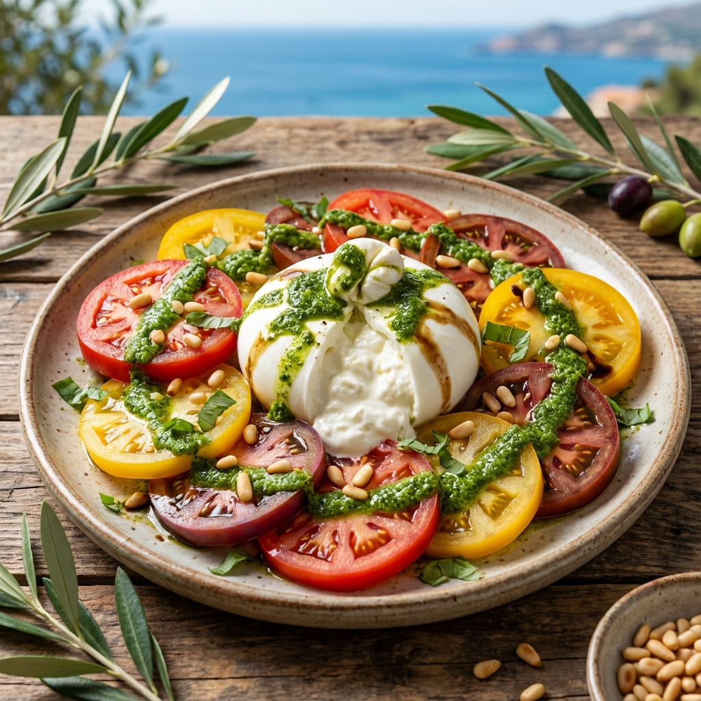 Burrata & Basil Nest
